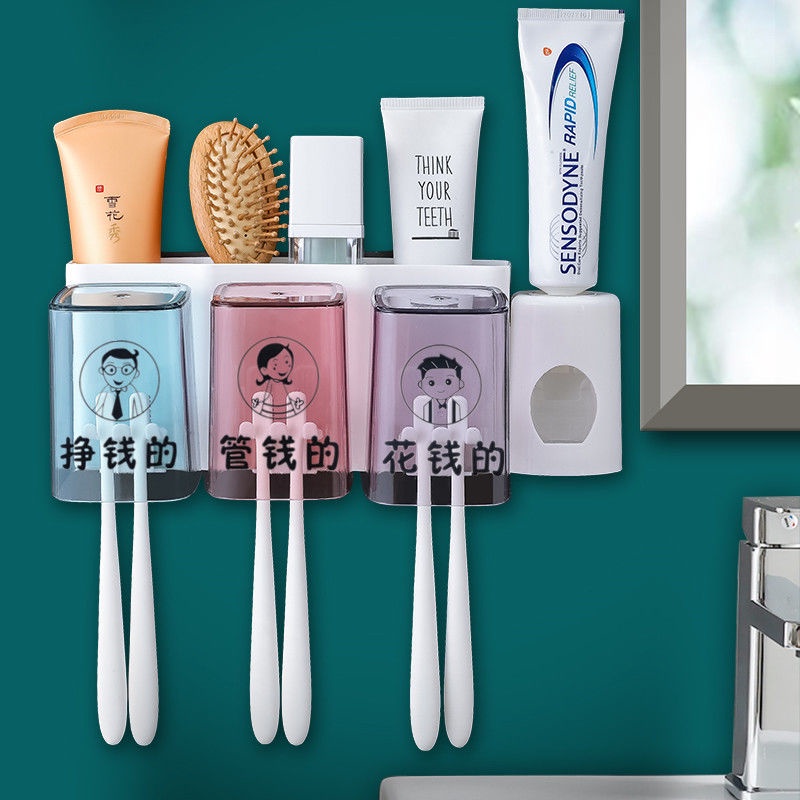 Toothbrush Rack Toilet PunchFree Gargle Cup Creative Transparent Wall