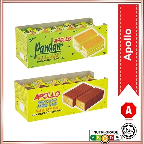APOLLO CHOCOLATE/ PANDAN LAYER CAKE 24 X 18G ASEAN.OS EXP>WITHIN 6 ...