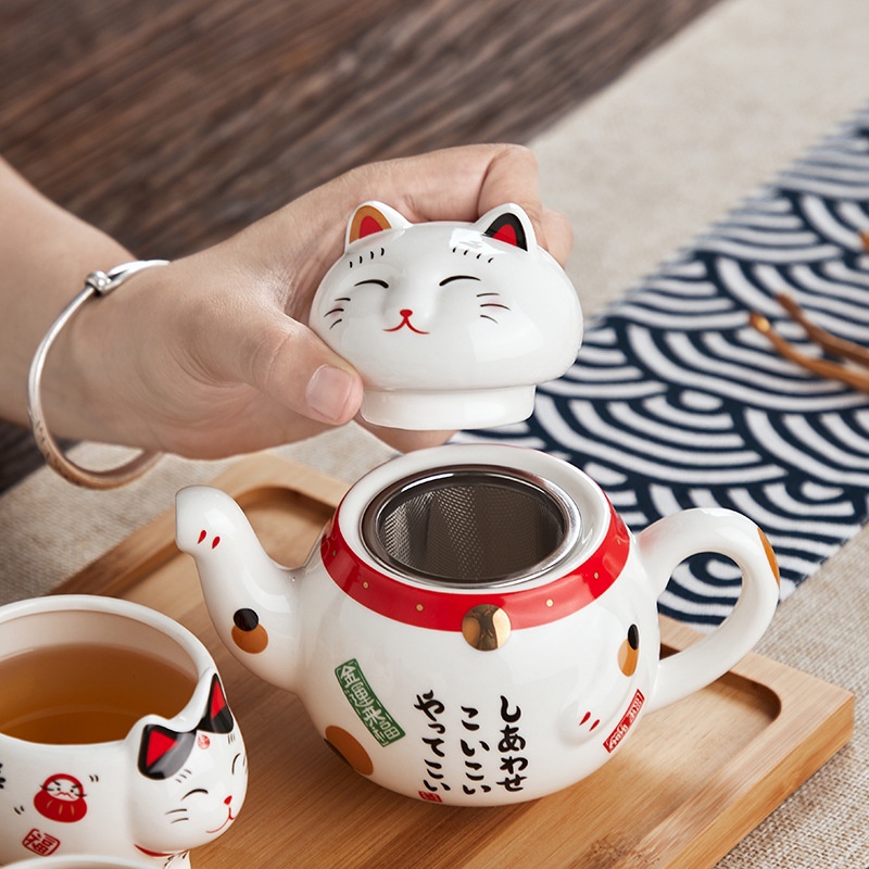 Japanesestyle tea set set filter tea set teapot tea set cute cat heat