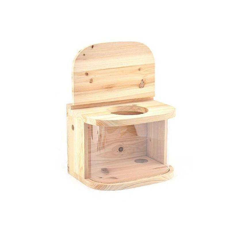 The chinchilla wood bathroom is transparent and can watch the chinchilla squirrel bathing sand