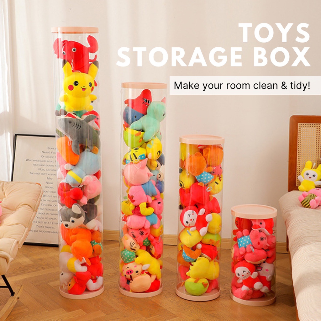 PVC Plush Doll Storage Box 32CM Toys Storage Bucket Dustproof