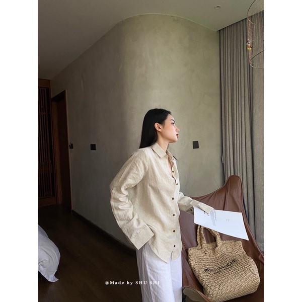 Bane Shirt - Wooden Button Linen Shirt (Official Photo) | Shopee Singapore