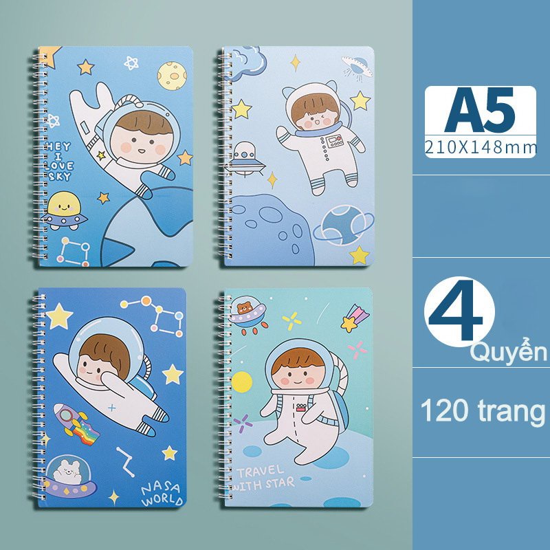 XO Set of 4 cute spring notebooks for students A5 120 pages 70 GSM ...