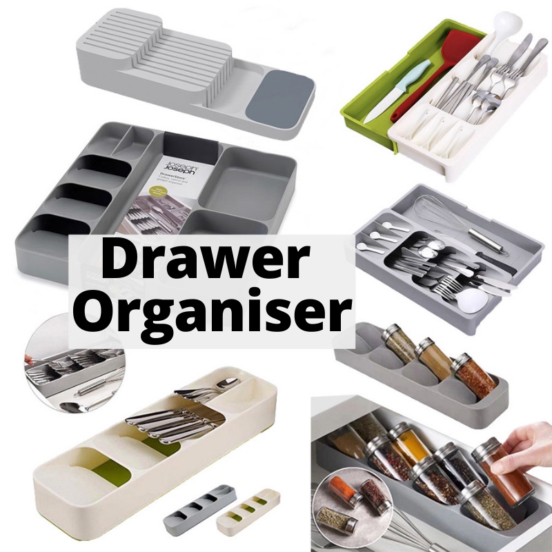 {SG} Kitchen Drawer Organiser Tray Cutlery Holder Utensils Organizer