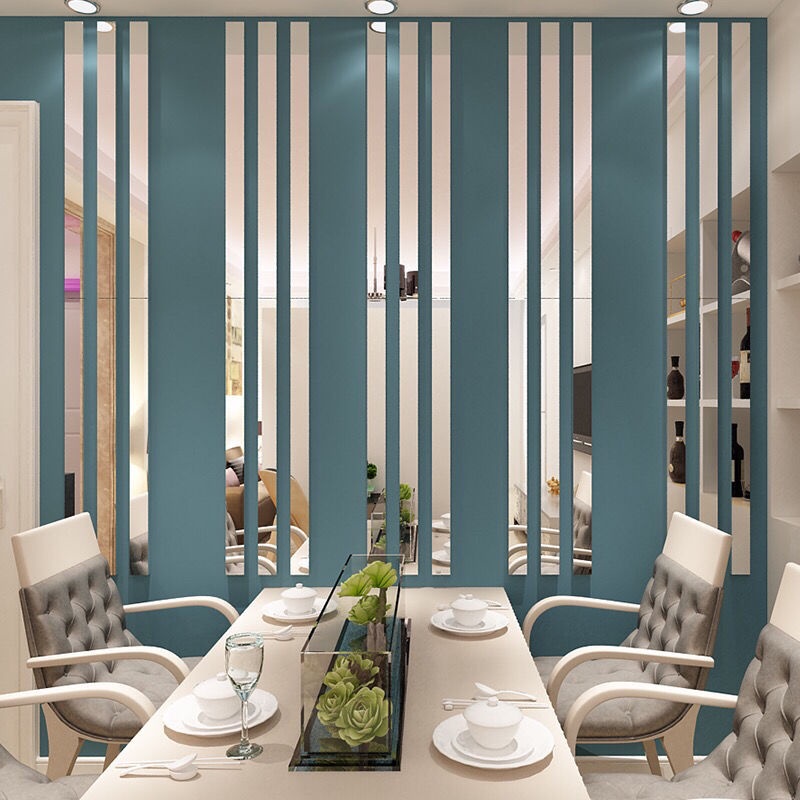 ⭐ [SG SELLER] ⭐ 10Pcs Line Strip Acrylic Mirror Self-adhesive Wall Stickers Home Decor Wallpaper Reflective Wall Art