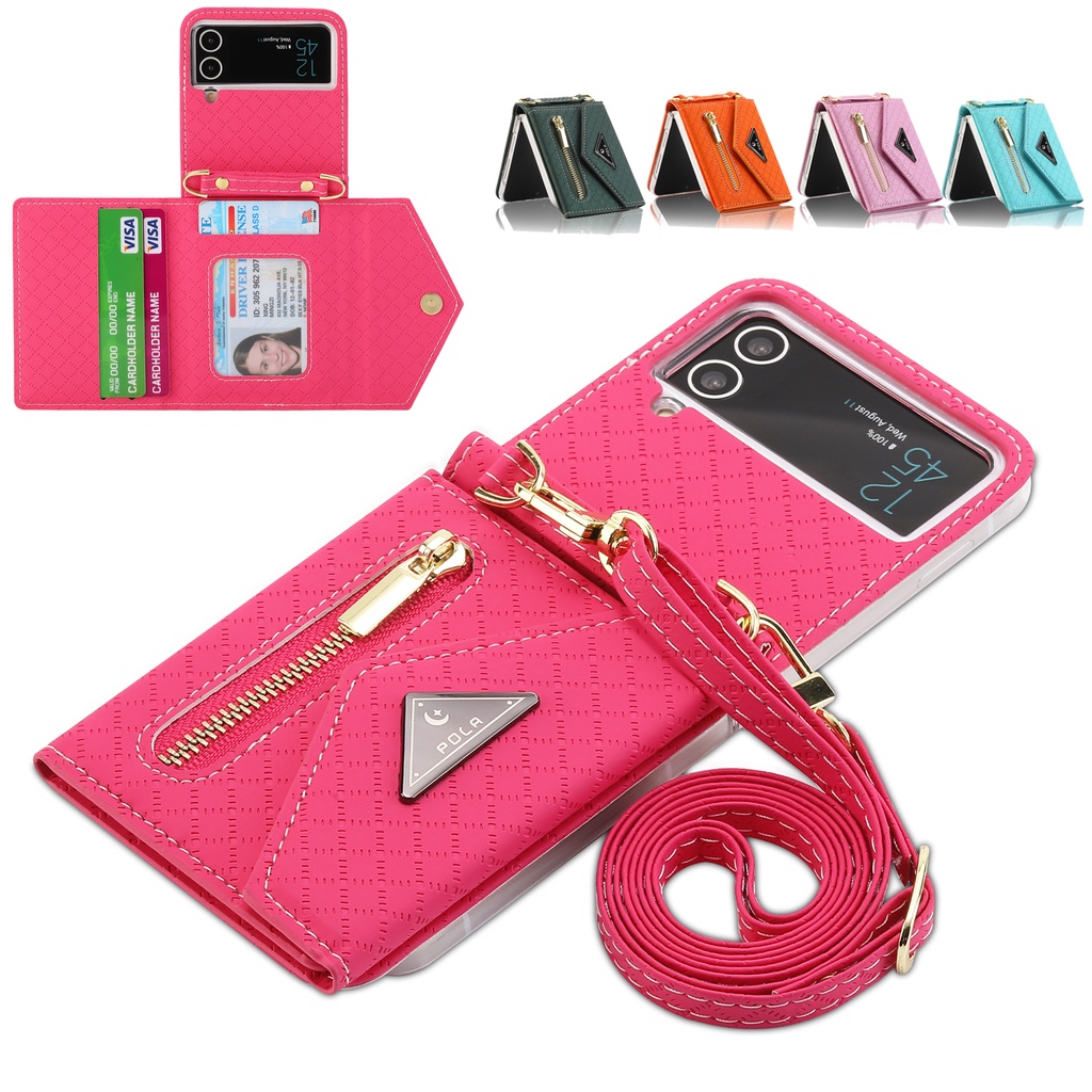 Zipper Wallet Leather Case for Samsung Galaxy Z Flip 4 3 Cover 5G Card