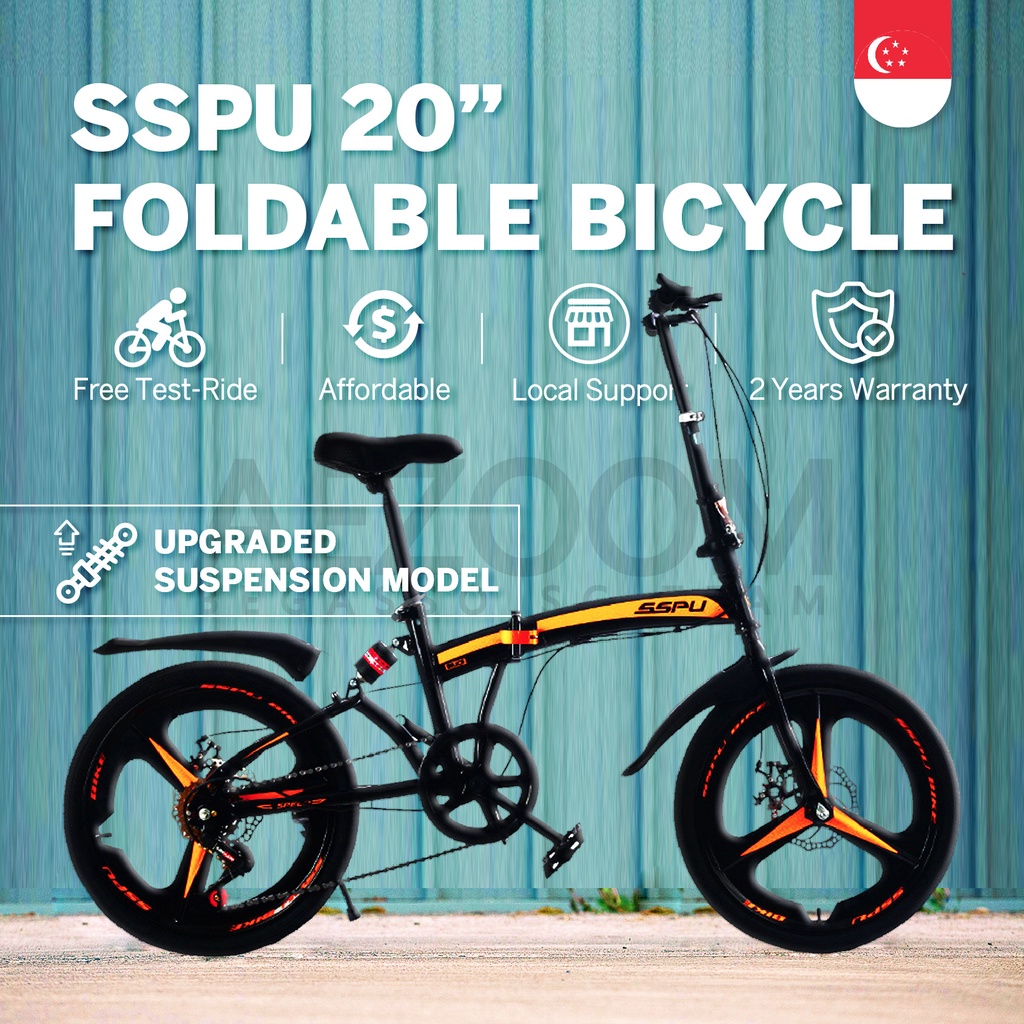 【🇸🇬 Stock】SHIMANO SSPU Foldable Bicycle 20 inch with Suspension Folding