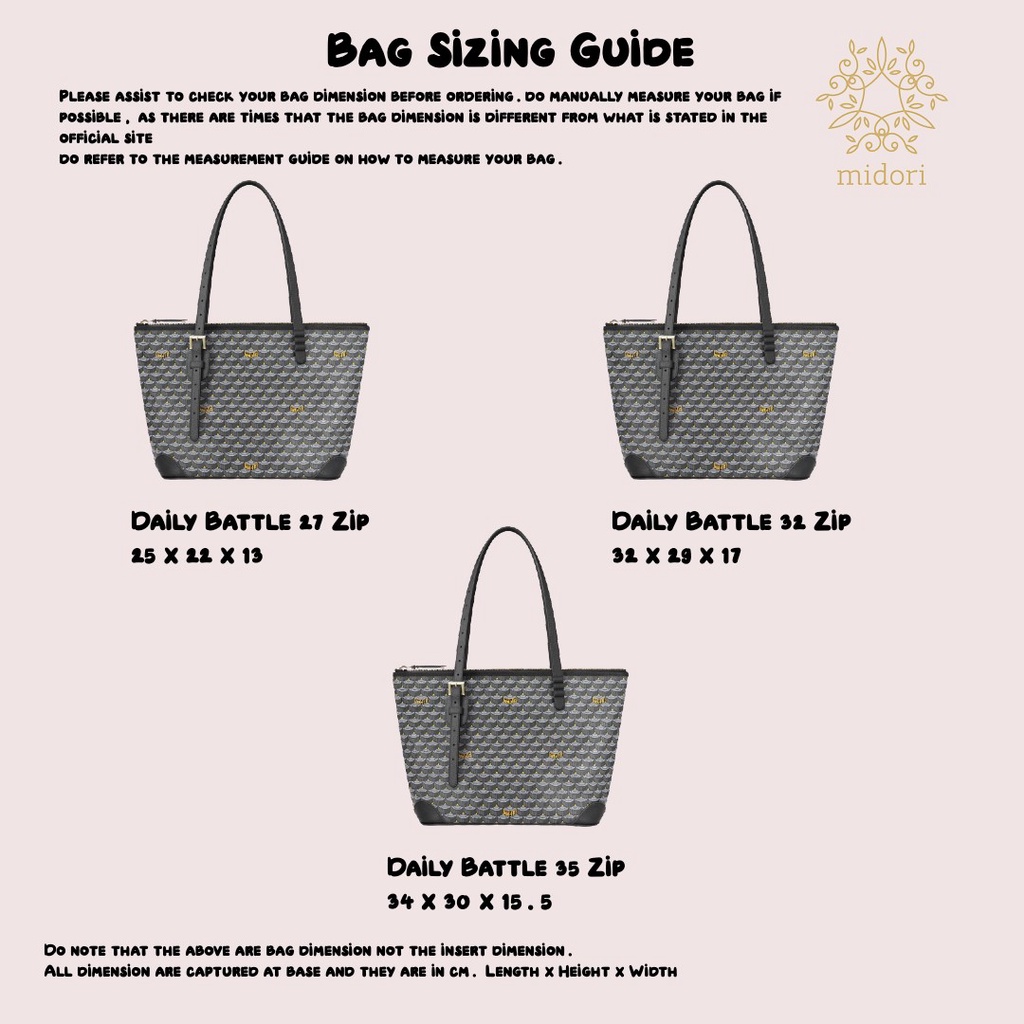 Bag Organiser/Bag Insert/Bag Base(BB) for Fauré Le Page Daily Battle