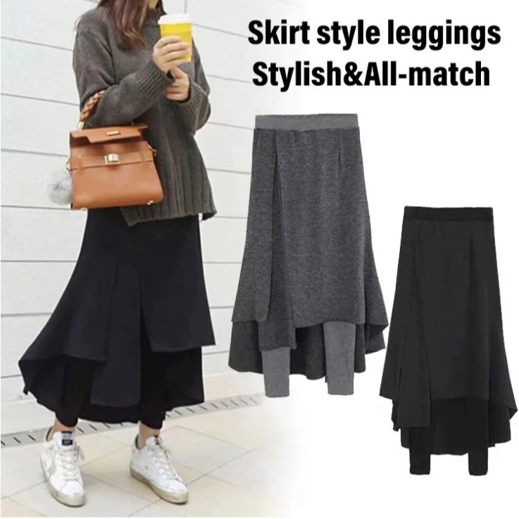 Women's irregular fake two pieces thickened bottoming skirt | Shopee ...