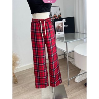 Red checkered clearance trousers womens