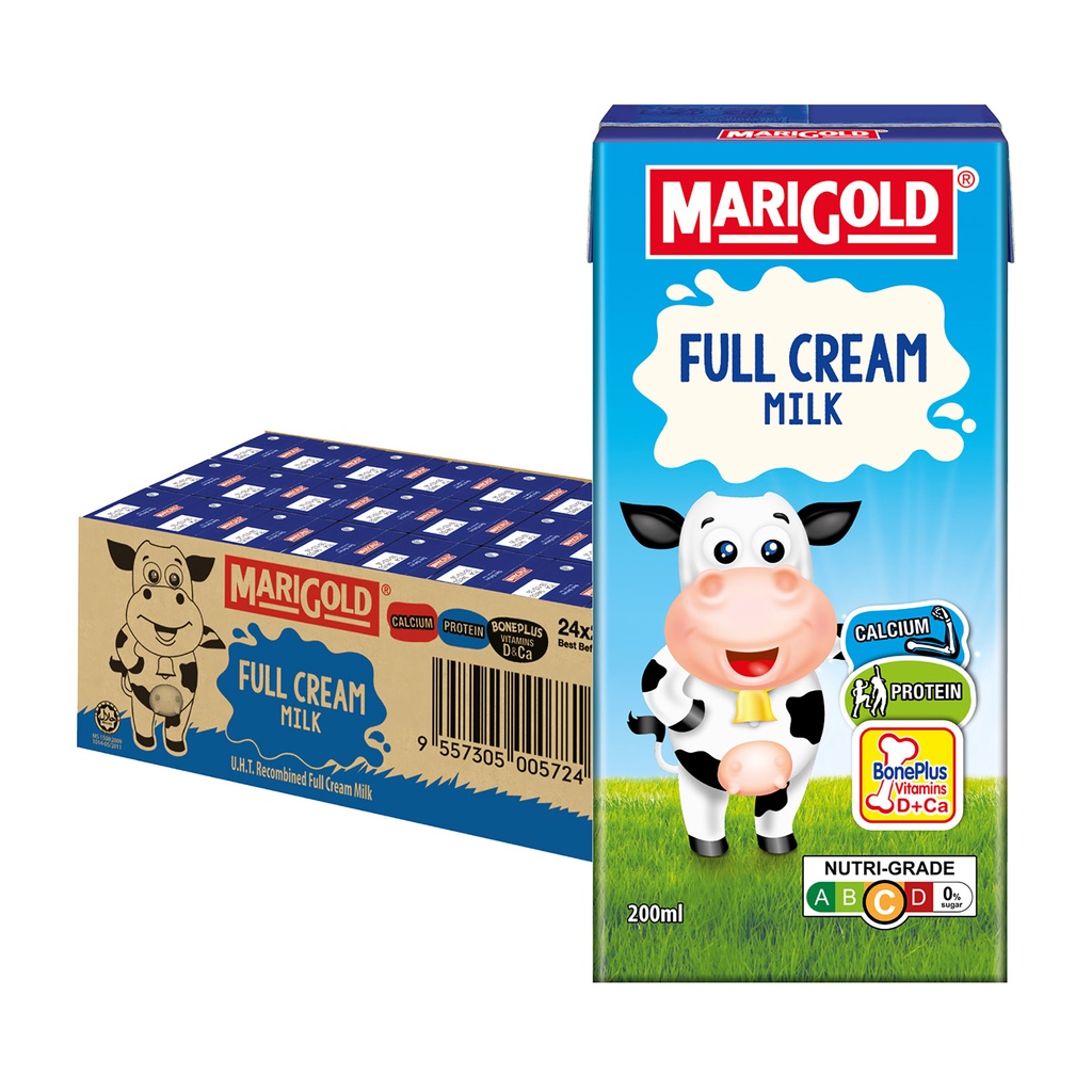 [Bundle of 24] Marigold UHT Full Cream Milk 200ML (Halal) Shopee