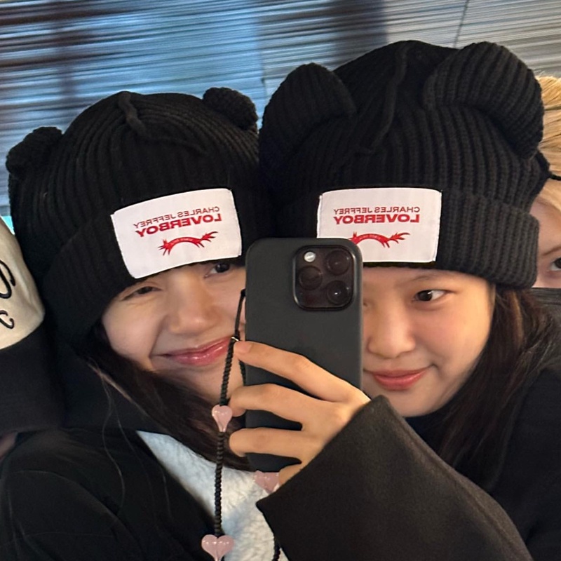 Blackpink Jennie Lisa Fashion Cat Ear Wool Warms Beanies Cute