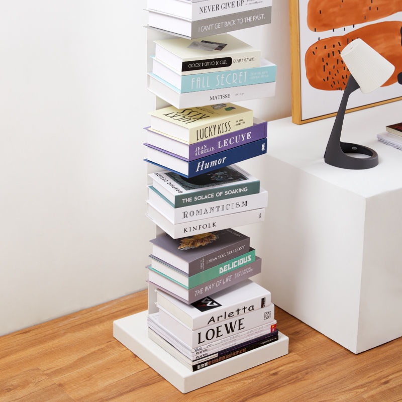 Nordic Morandi Invisible Shelves Floor Bookcase Custom Metal Vertical ...