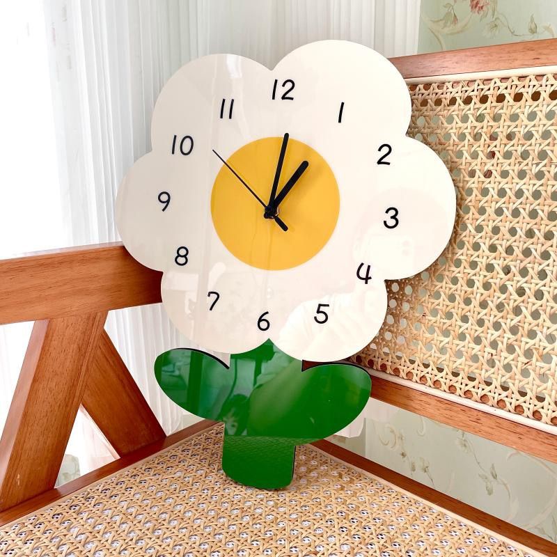 Silent Clock Wall Living Room Simple Flower Creative Art Cartoon Shop ...