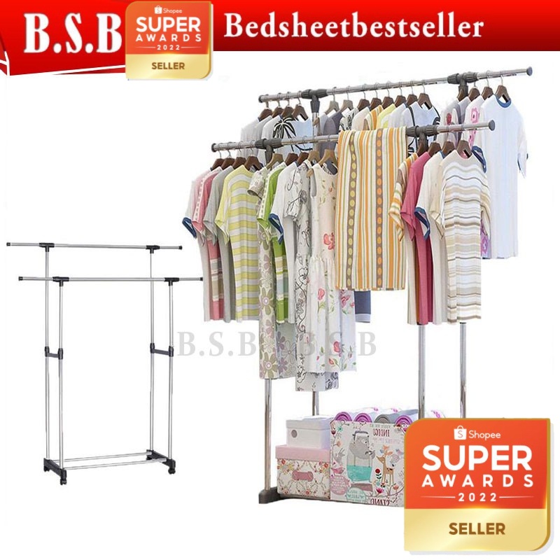 B.S.B Shome nuo Racks Floor Folding AntiRust Indoor Clothing Drying Rack Terrace/Patio Shopee