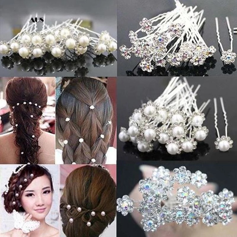 20Pcs/Set Simulated Pearl Bridal Tiara Hair Accessories Wedding ...