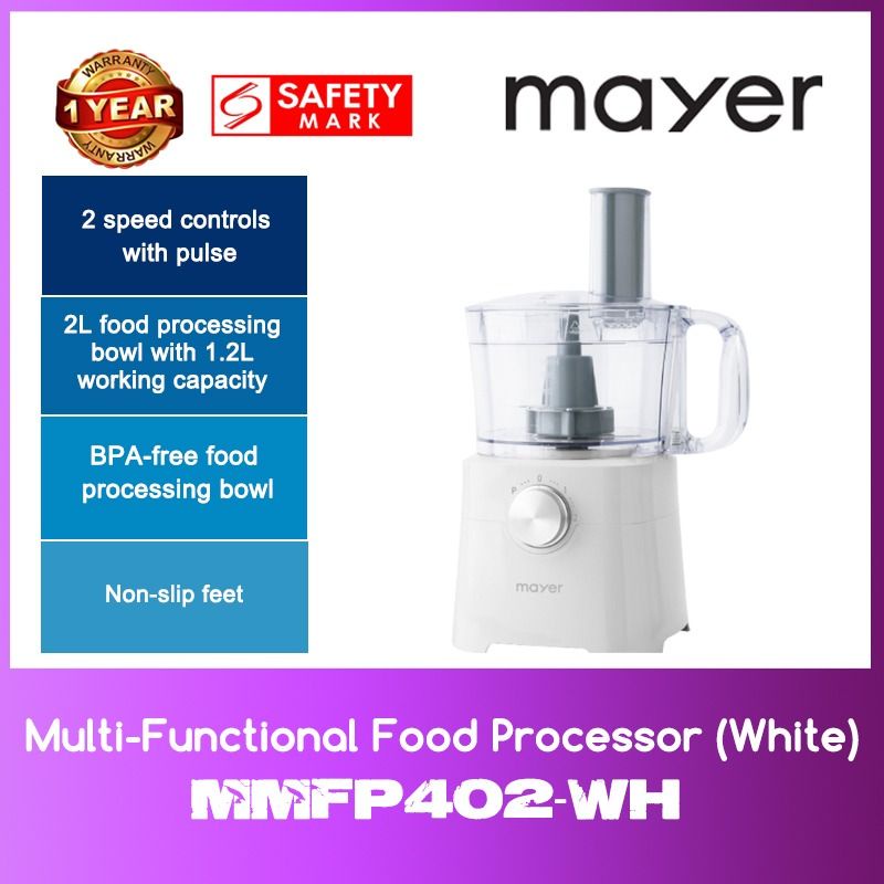 Mayer MMFP402WH 2L MultiFunctional Food Processor (White) WITH 1 YEAR