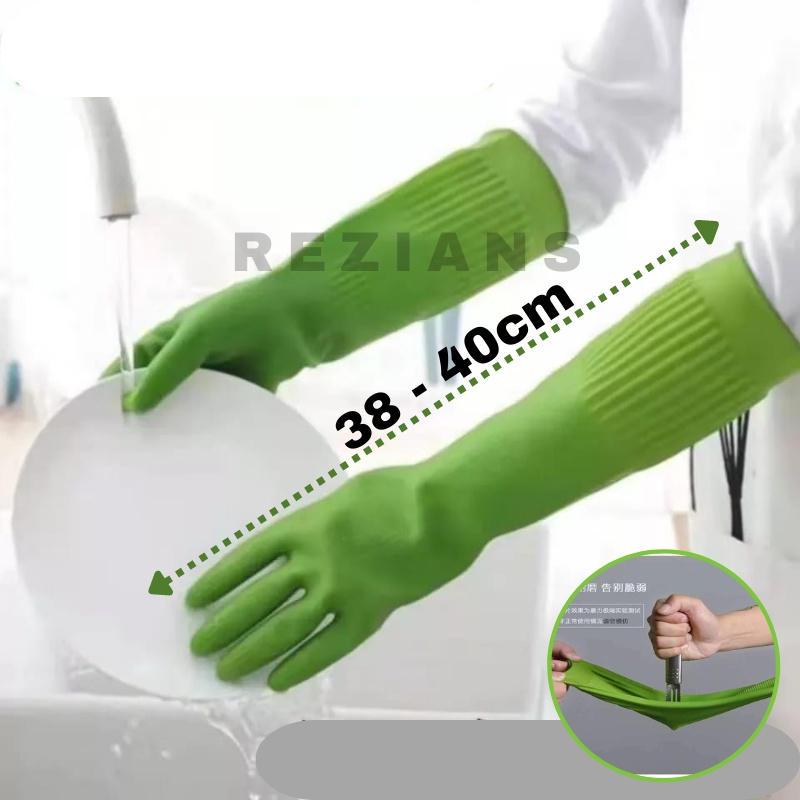 Rubber Gloves 40cm Latex Dishwashing Gloves Car Wash Project Work