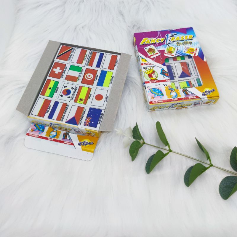 Fancy eraser country flag 1 box/48 pcs erasers | Shopee Singapore