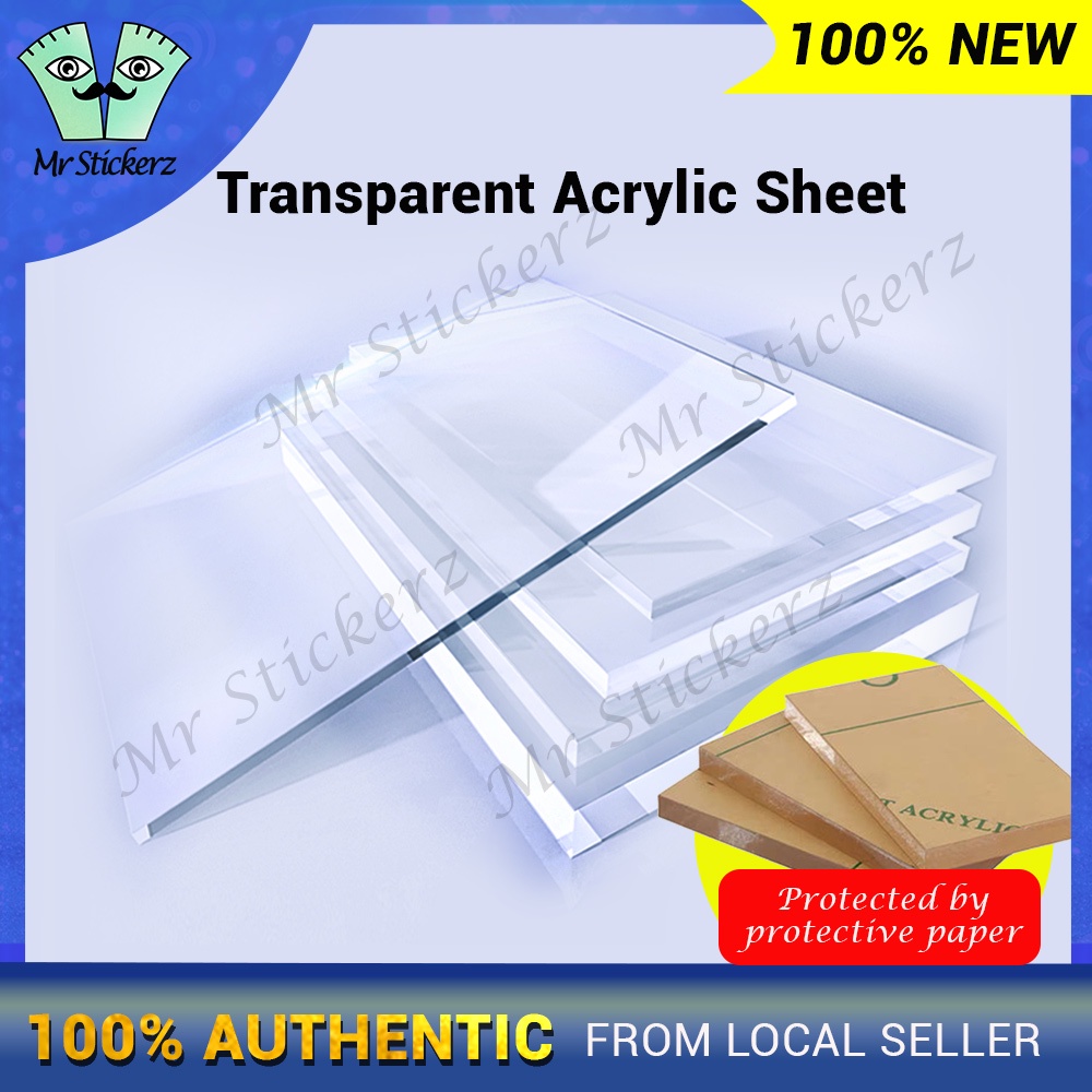 Transparent Clear Acrylic Sheet (Plain) with Protective Paper Grade A ...