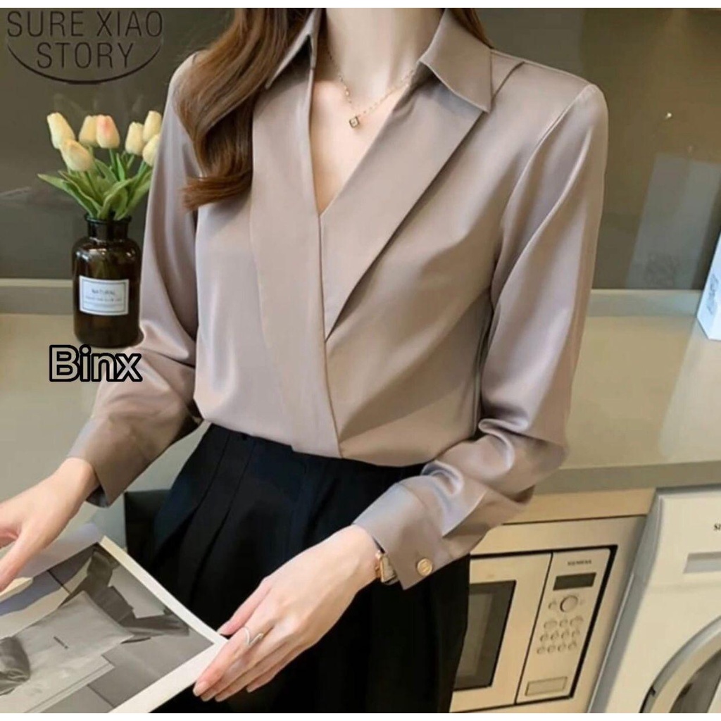 Binx Fashionholic blouse Aleta top saten / Blouse bahan saten / Atasan Wanita / Blouse Wanita Aleta - Gambar 2