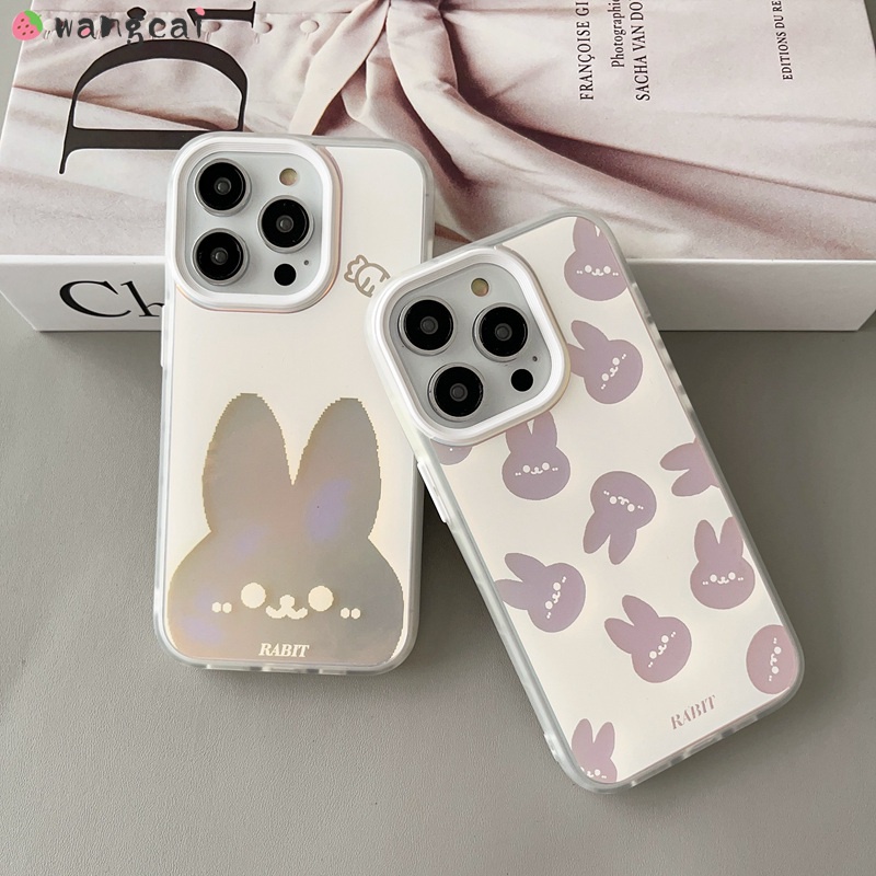 Compatible For iPhone 14 Plus 14 13 12 11 Pro Max Phone Case Laser Rabbit Bunny Shiny Glitter Bling Cute Cartoon Simple Luxury Shockproof Soft Casing Cases Case Cover