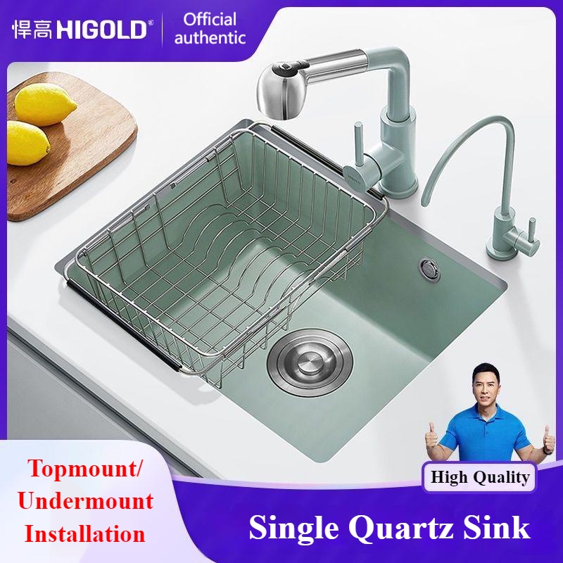 HIGOLD Single small quartz granite sink topmount and undermount kitchen