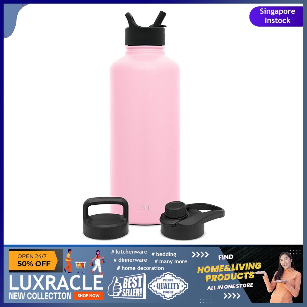 [sgstock] Simple Modern Water Bottle with Straw, Handle and Chug Lid ...