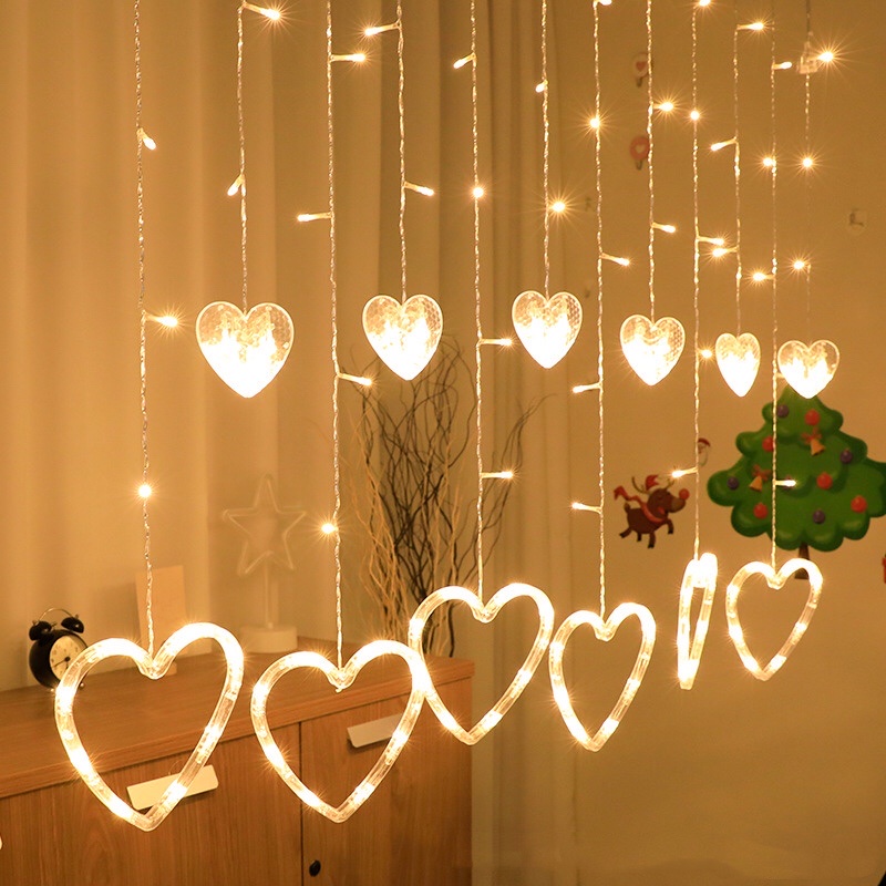 SG Ready Stock | Fast Delivery | LED Heart Shaped Curtain Light Fairy ...
