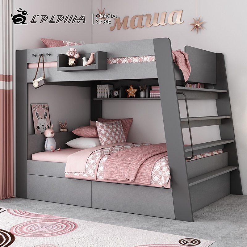 LAL Modern Double Decker Bunk Bed For Kids Adults Queen Bunk Bed With