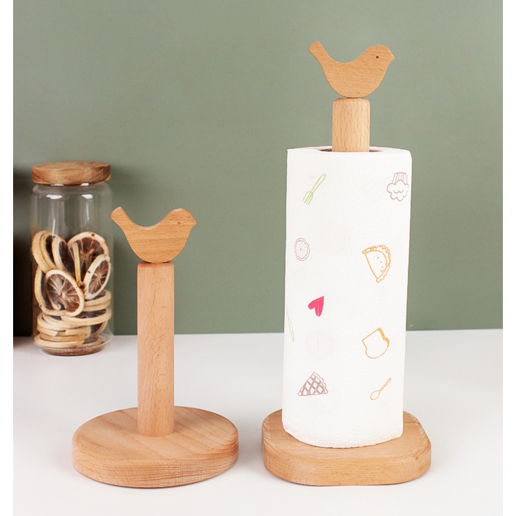 Kitchen Towel Holder Creative Animal Head Solid Wood Lazy Rag Beech Oil Absorbing Roll Paper Vertical Storage Rack Shopee Singapore