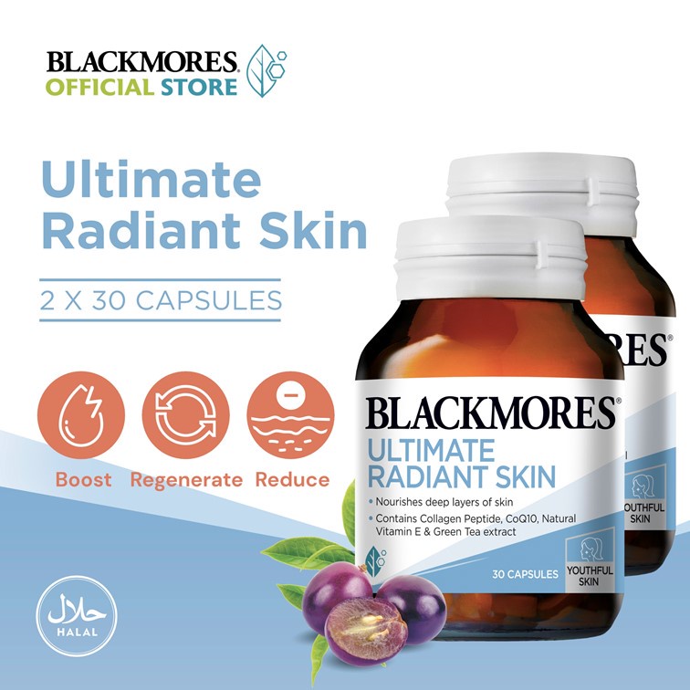 [Bundle of 2] Blackmores Ultimate Radiant Skin 30s - Contains Collagen&VitaminE- your Beauty Companion (Halal Certified)