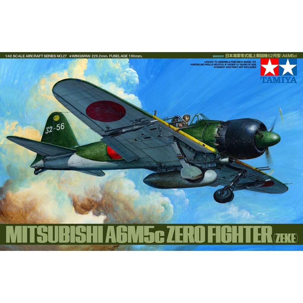 TAMIYA 61027 1/48 A6M5 C Type 52 Zero Fighter Authentic Assembly Model ...