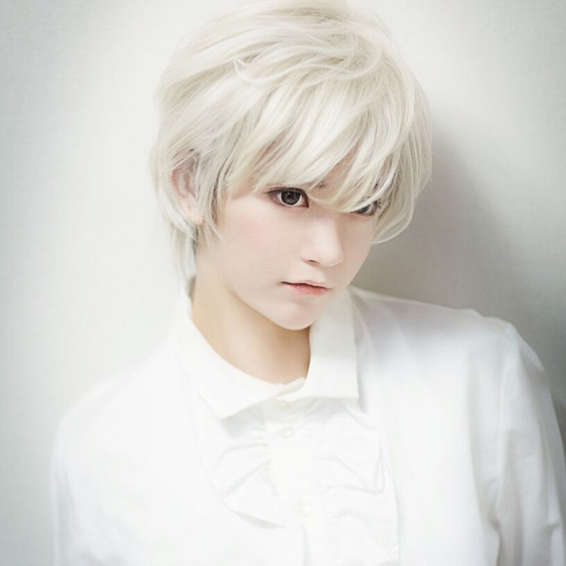 Foreign trade wigs, male and female anime cos false hair, white texture ...