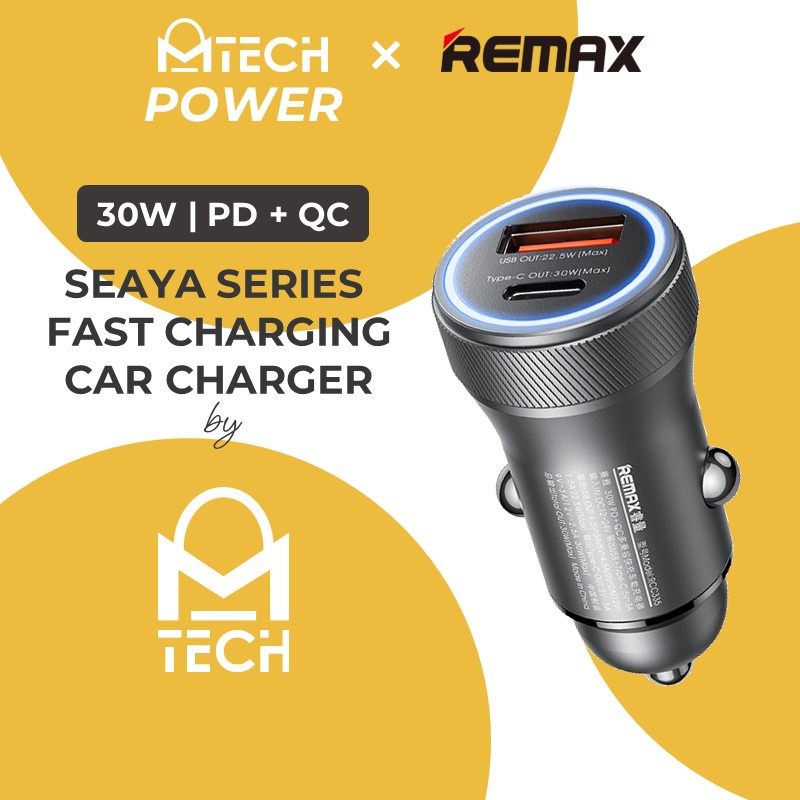 REMAX Seaya Series 30W PD+QC Fast Charging Car Charger RCC335 Shopee