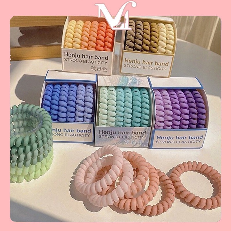 Korean version of gradient matte texture spiral rubber band 6 pieces