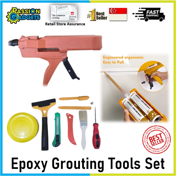 Epoxy Grouting Tools Set Caulking Grout Gun Dual Component Applicator Floor Wall Tiles Home