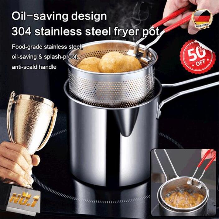 304 stainless steel deep fryer pot with basket | Shopee Singapore