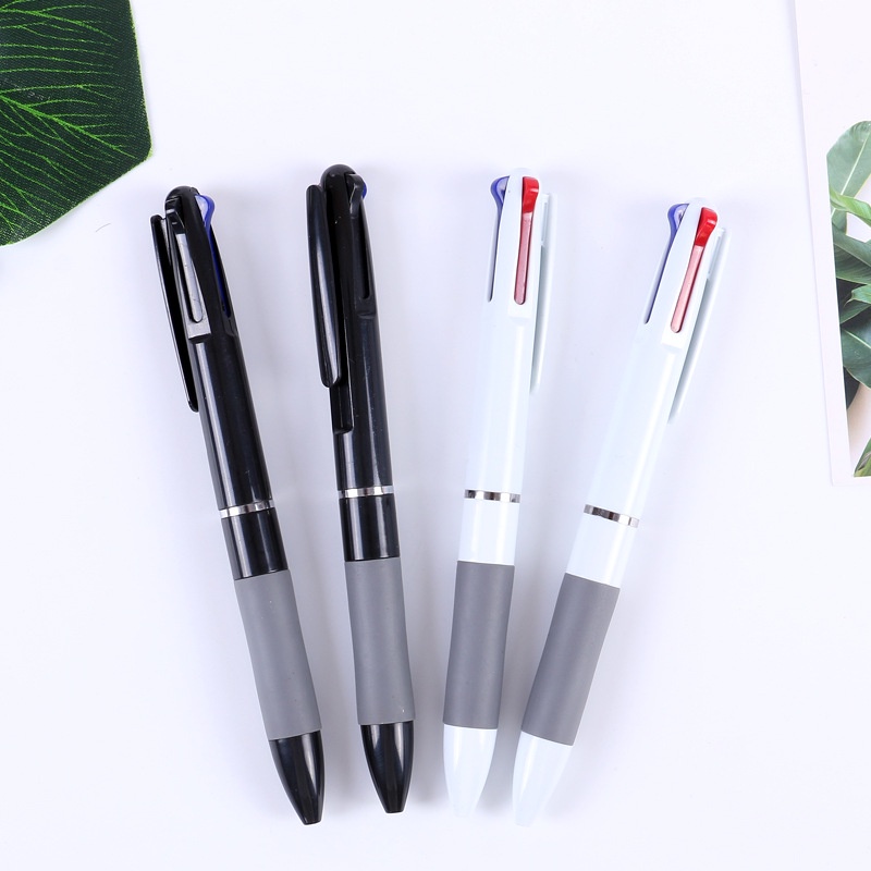 Retractable 3 Colors in 1 Ballpoint Pen 0.7mm with Rubber Grip | Shopee ...