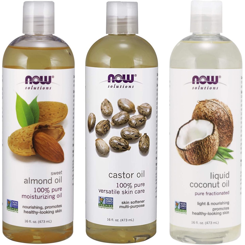 NOW Foods Solutions Sweet Almond Oil / Castor Oil / Liquid Coconut Oil