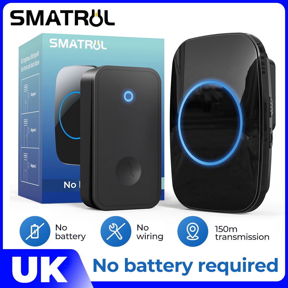 SMATRUL CACAZI Self Powered Waterproof Wireless DoorBell Smart Door Bell No Battery Electric