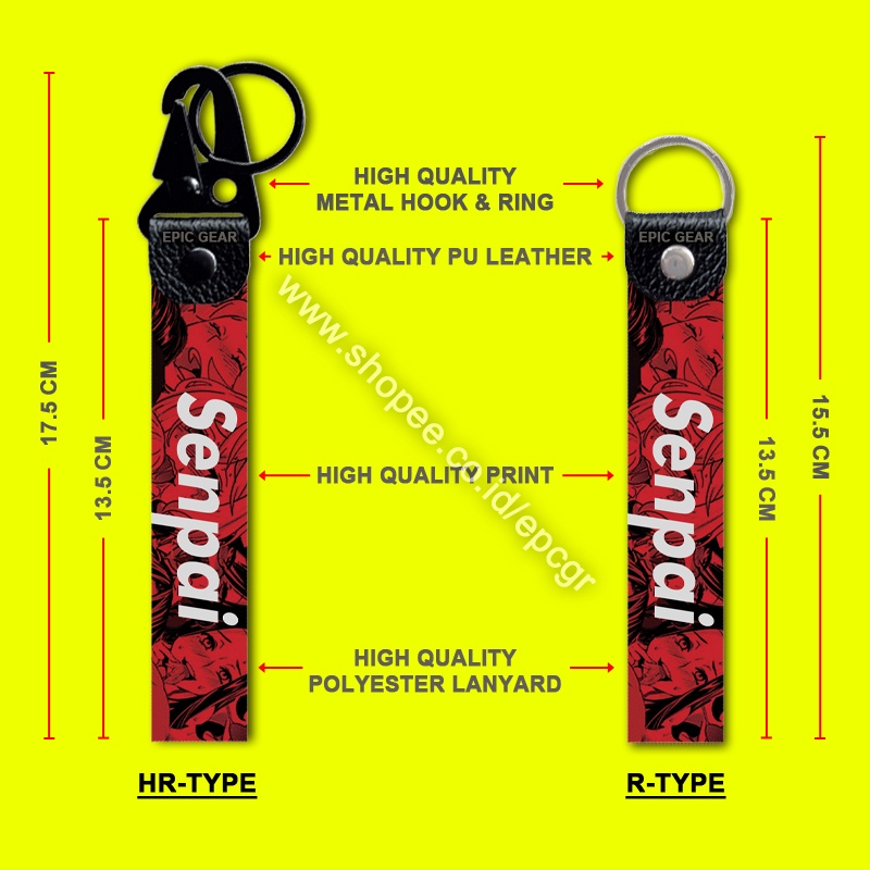 GANTUNGAN HIGH QUALITY SENPAI KEYCHAIN PREMIUMKANJI MOTORCYCLE CAR ...