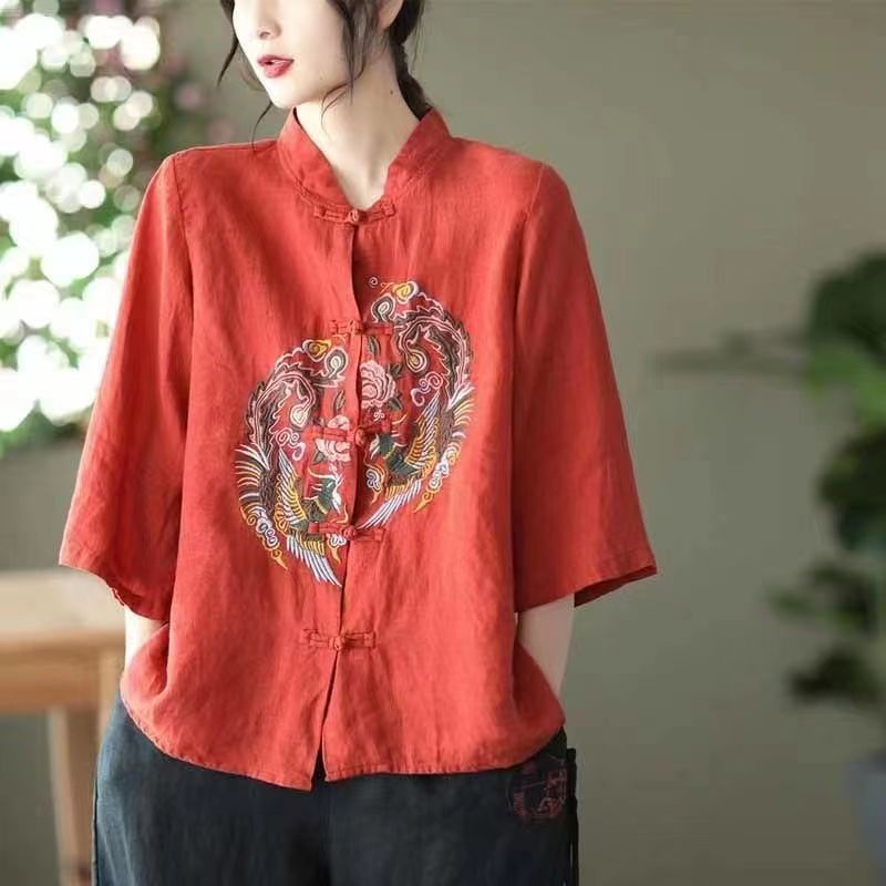 CNY Cheongsam Blouse Top Chinese Style Cheongsam New Year Clothes Hanfu ...