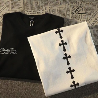 For Chrome Hearts Metal Cross Short Sleeve Classic Cross Embroidery T-Shirt