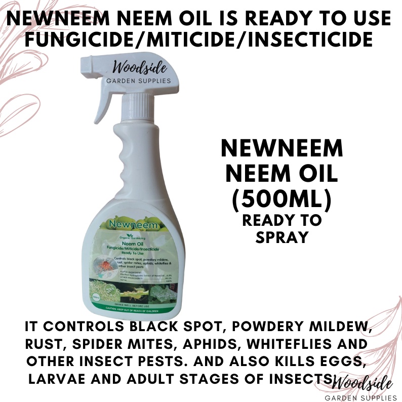 Newneem Neem Oil 500ml Spray Controls black spot,powdery mildew,rust