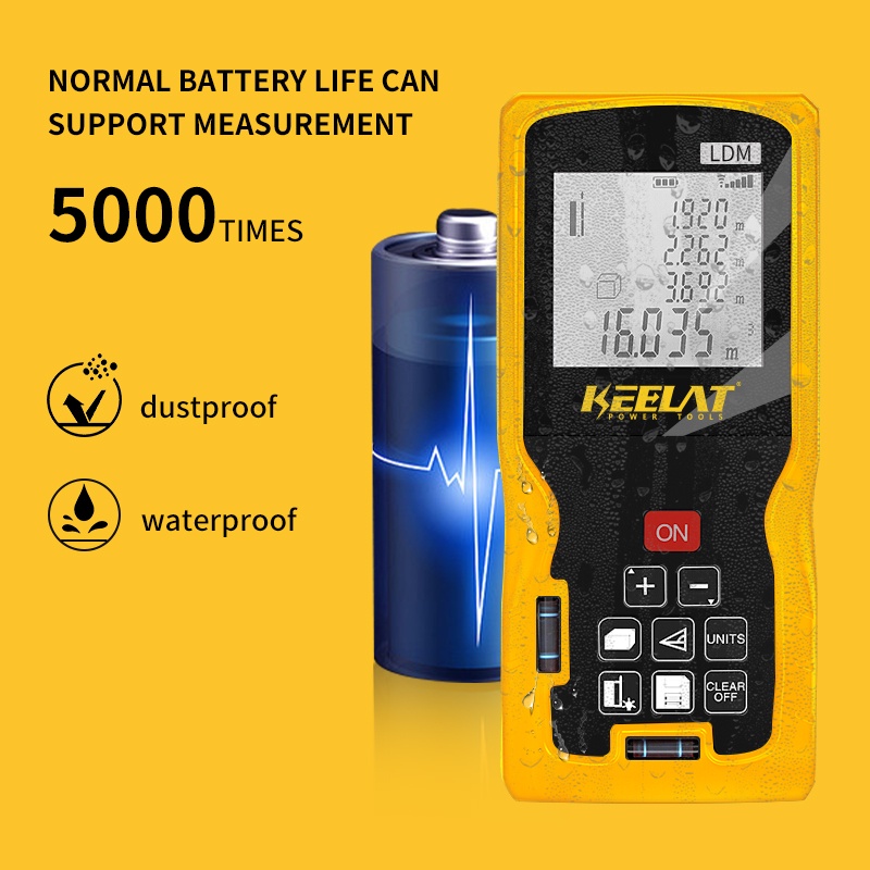 KEELAT Digital Laser Distance Meter 100m Rangefinder Ruler Range Finder ...