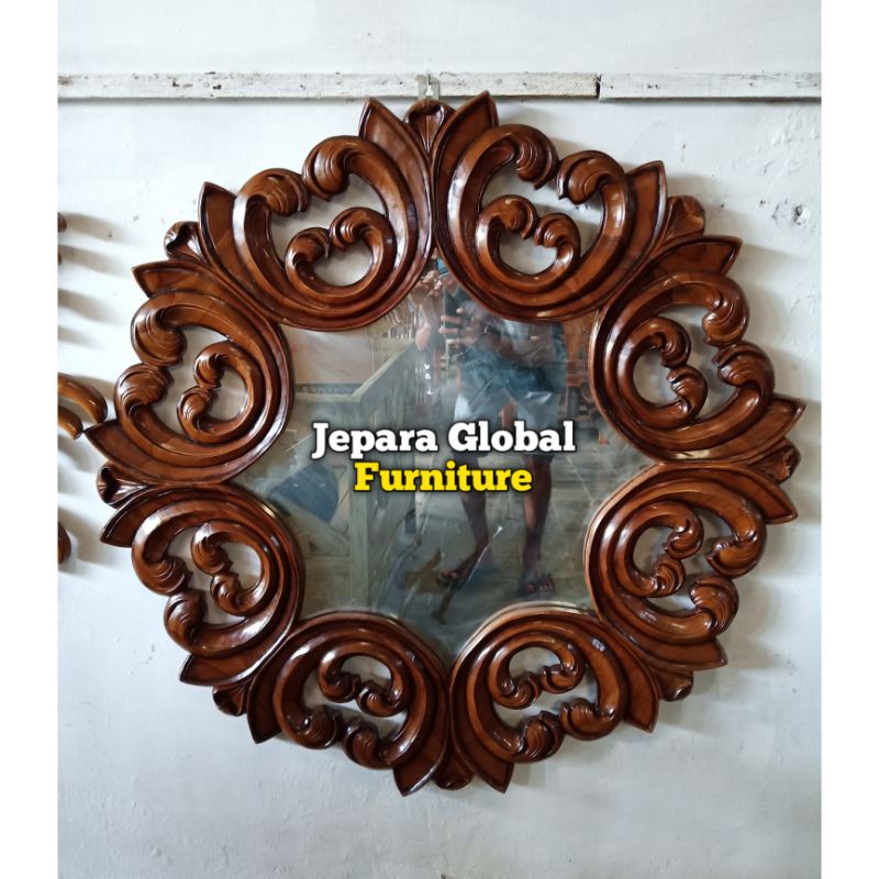 Cashew Carved Teak mirror Figure (Teak mirror, mirror frame, Teak ...
