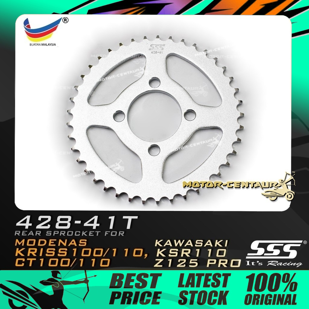 GEGANCU BELAKANG SSS STEEL REAR SPROCKET KRISS42841T FOR MODENAS