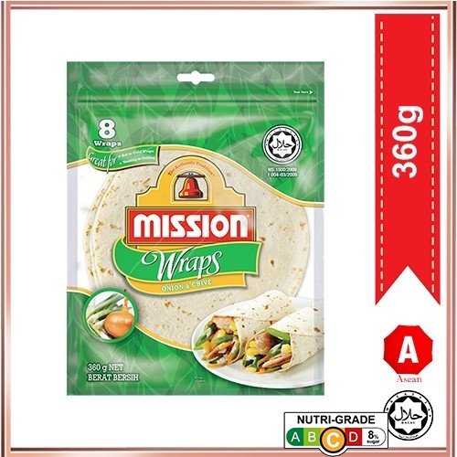 MISSION WRAP TORTILLAS ONION & CHIVES 8SX 360G ASEAN.OS Shopee Singapore