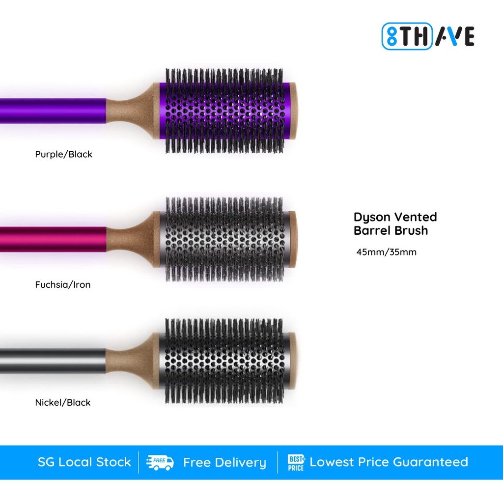 Dyson Vented Barrel Brush 45mm/35mm Fuchsia/Iron Nickel/Black Purple/Black Original